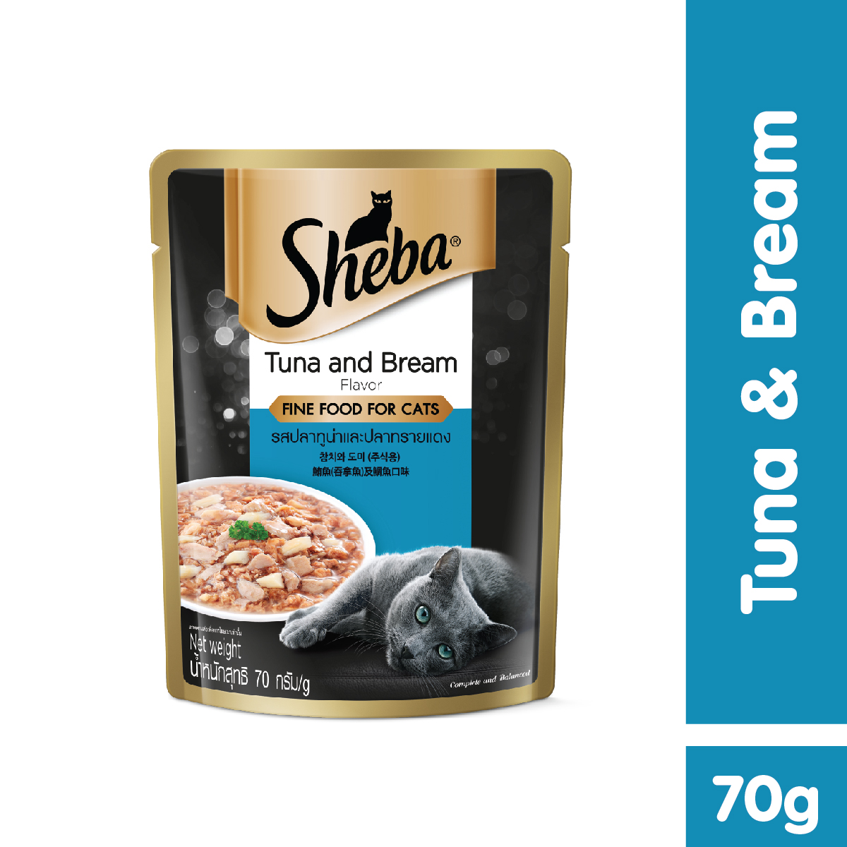 Sheba Pouch Premium Cat Wet Food Tuna & Bream 70g MyGroser